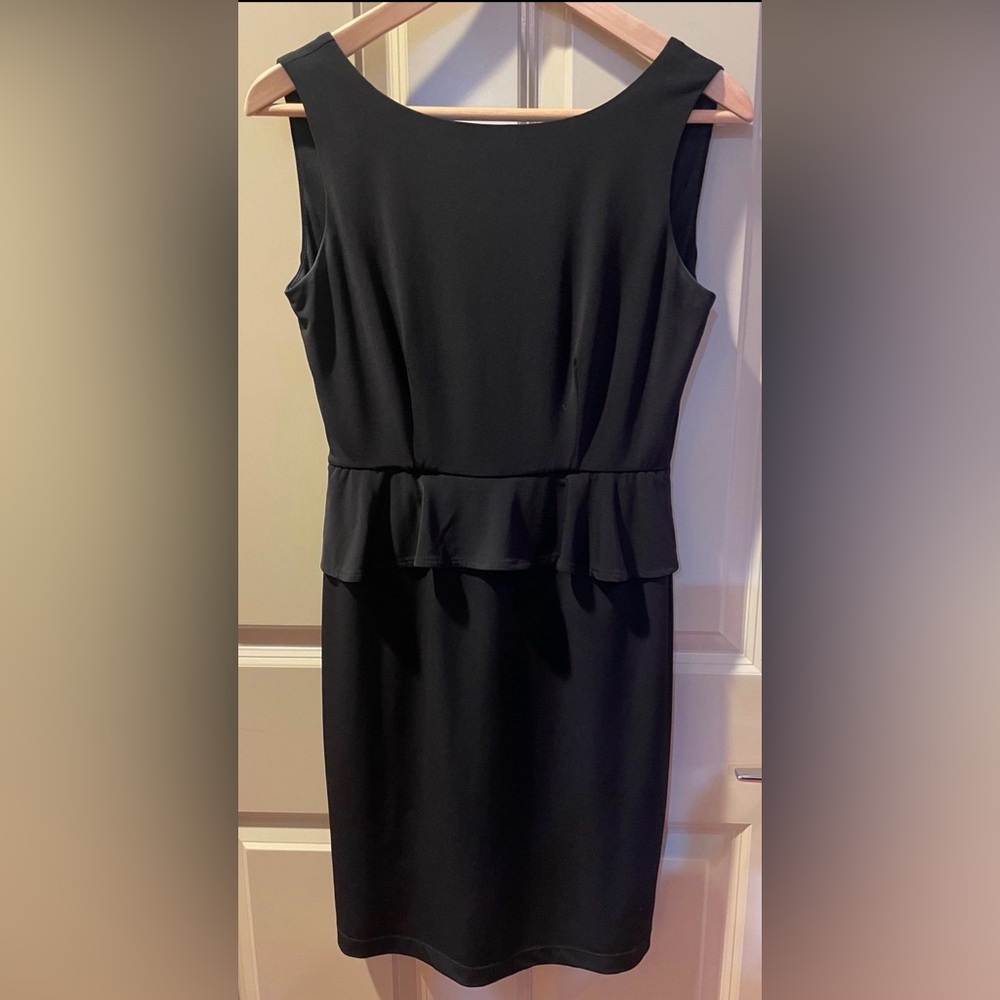 EUC Donna Morgan Classy Little Black Dress With Peplum Detail